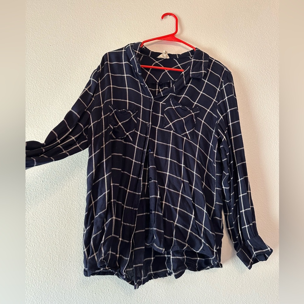 Small blue and white plaid flannel lightweight!